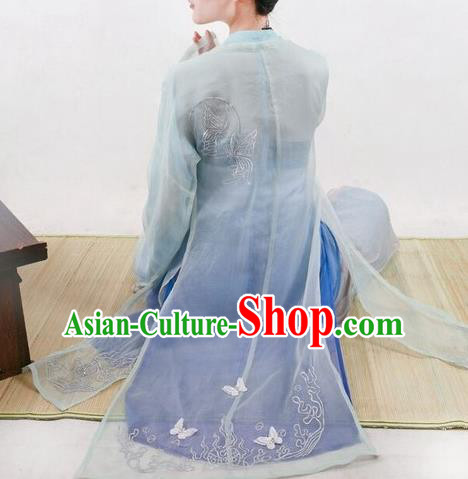 Traditional Chinese Ancient Song Dynasty Noble Lady Costumes, China Princess Hanfu Embroidered Cardigan Boob Tube Top and Pants Complete Set for Women
