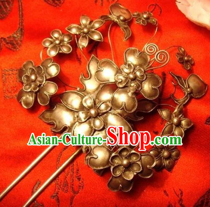 Traditional Handmade Chinese Ancient Classical Hair Accessories Butterfly Hair Sticks Hair Jewellery, Hair Fascinators Golden Hairpins for Women