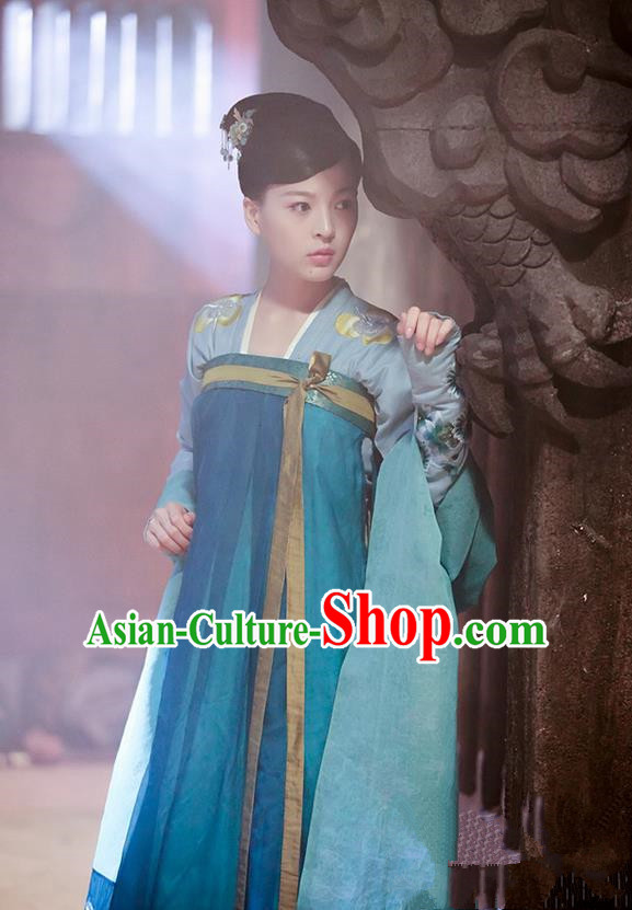 Chinese Ancient Tang Dynasty Imperial Concubine Costume and Headpiece Complete Set, Traditional Chinese Ancient Peri Female Officials Princess Dress for Women