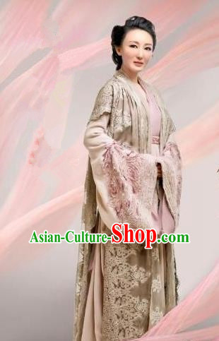 Chinese Ancient Tang Dynasty Lady Boutique Costume and Headpiece Complete Set, Traditional Chinese Ancient Nobility Empress Dress for Women