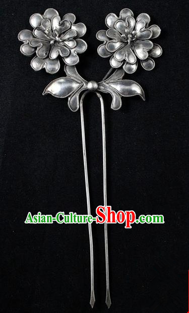 Traditional Handmade Chinese Ancient Classical Hair Accessories Barrettes China Sliver Hairpins Palace Lady Flower Step Shake Hair Sticks for Women
