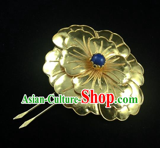 Traditional Handmade Chinese Ancient Classical Hair Accessories Barrettes China Sliver Hairpins Palace Golden Flower Step Shake Hair Sticks for Women