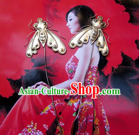 Traditional Handmade Chinese Ancient Classical Hair Accessories Barrettes Manchu Hairpin, Hanfu Hair Sticks Twain Headwear Hairpins for Women