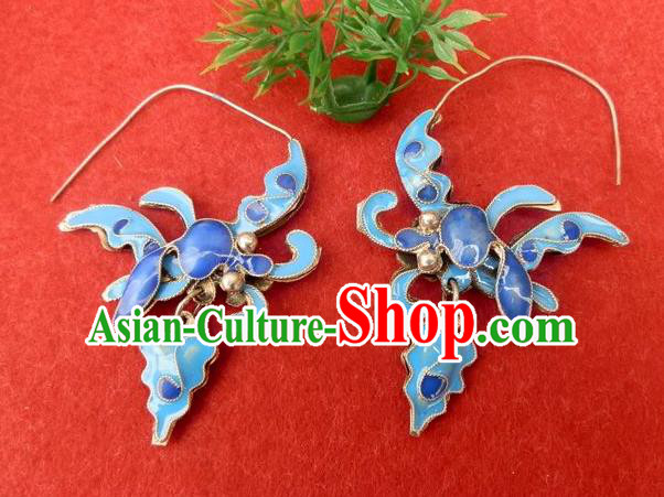Traditional Handmade Chinese Ancient Classical Jewelry Accessories, China Hanfu Blueing Phoenix Earrings Ornament for Women