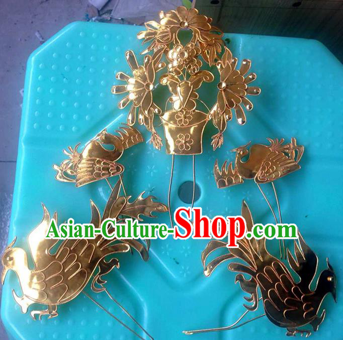 Traditional Handmade Chinese Ancient Classical Hair Accessories Barrettes Wedding Bride Phoenix Coronet Step Shake Hairpins Complete Set for Women