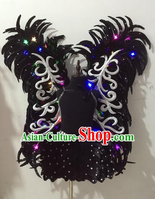 Top Grade Compere Professional Performance Catwalks Costumes, Traditional Brazilian Rio Carnival Samba Suits Modern Fancywork Feather Led Clothing for Kids