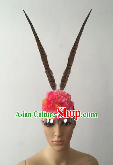 Top Grade Professional Stage Show Peking Opera Feather Hair Accessories Headwear for Women