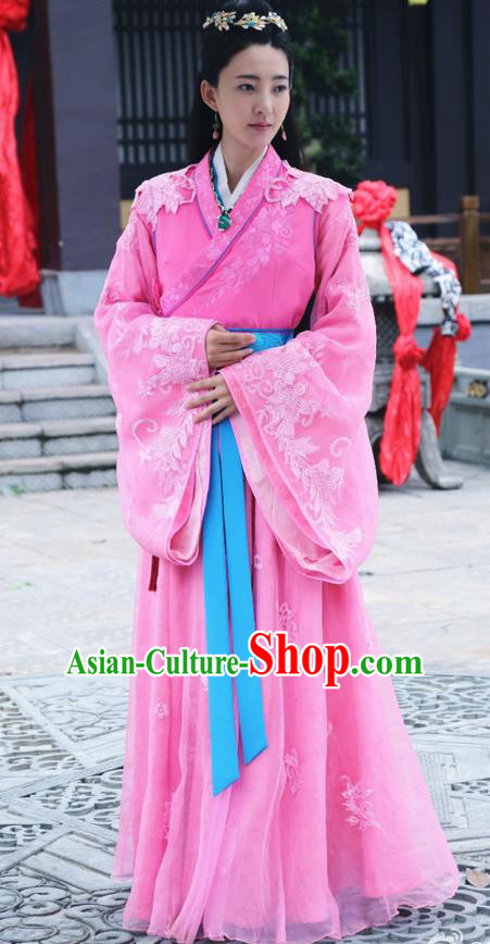 Traditional Ancient Chinese Imperial Consort Costume and Handmade Headpiece Complete Set, Elegant Hanfu Chinese Southern and Northern Dynasty Imperial Concubine Embroidered Trailing Clothing