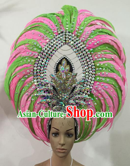Top Grade Brazilian Rio Carnival Samba Dance Hair Accessories Headwear, Halloween Parade Feather Headpiece for Women