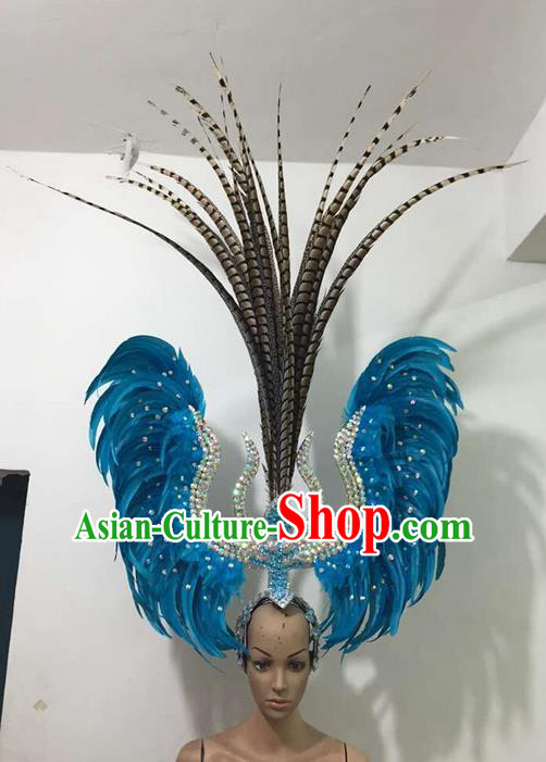Top Grade Brazilian Rio Carnival Samba Dance Feathers Hair Accessories Deluxe Headpiece, Halloween Parade Feather Decorations Headwear for Women