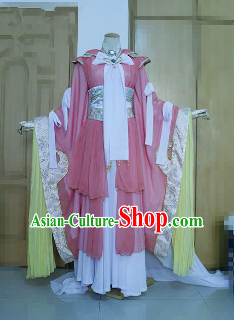 Top Grade Traditional China Ancient Young Lady Swordswoman Costumes Complete Set, China Ancient Cosplay Tang Dynasty Princess Hanfu Clothing for Women