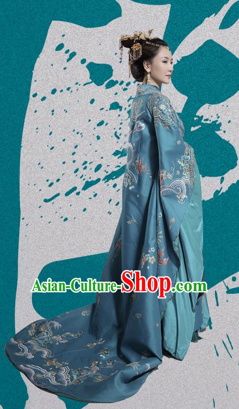 Traditional Ancient Chinese Northern and Southern Dynasties Imperial Consort Costume, Princess Agents Northern Wei Dynasty Imperial Concubine Embroidered Clothing and Headpiece Complete Set