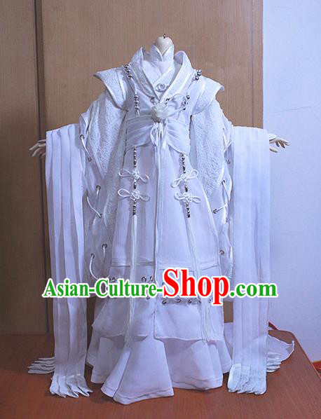 Top Grade Traditional China Ancient Cosplay Prince Swordsman Costumes Complete Set, China Ancient Knight-Errant Hanfu Robe Clothing for Men for Kids