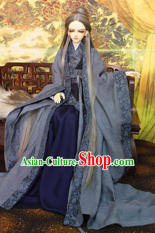 Top Grade Traditional China Ancient Fairy Costumes Complete Set, China Ancient Cosplay Tang Dynasty Princess Grey Dress Hanfu Clothing for Adults and Kids