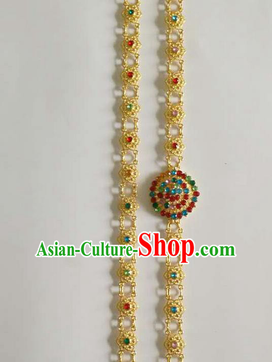 Traditional Thailand Ancient Handmade Colorful Crystal Waist Accessories, Traditional Thai China Dai Nationality Belts Pendant for Women