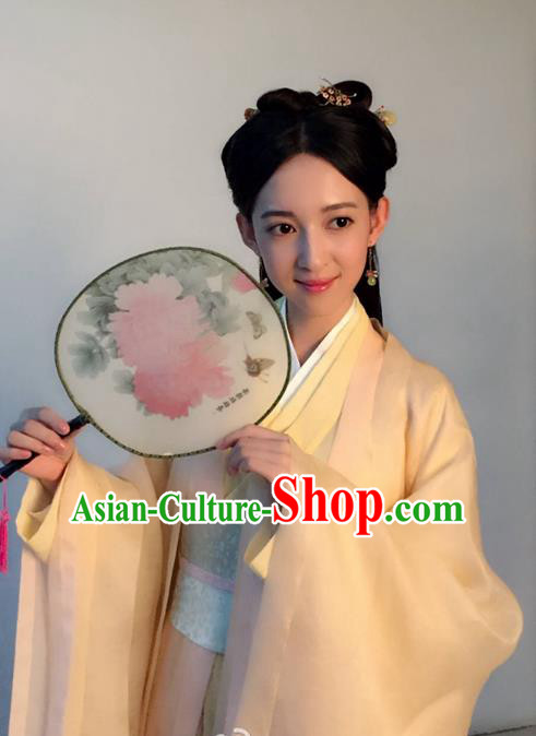 Traditional Ancient Chinese Northern and Southern Dynasties Palace Lady Costume, The Entangled Life of Qingluo Princess Dress Clothing and Headpiece Complete Set