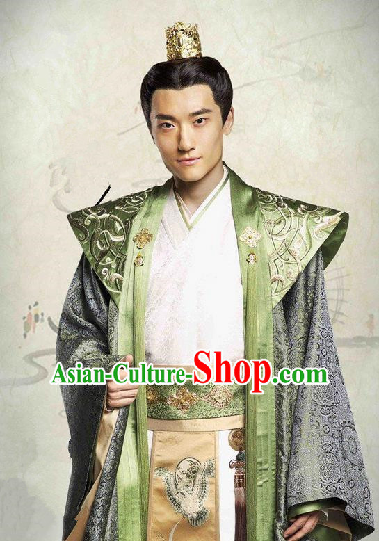 Traditional Ancient Chinese Northern and Southern Dynasties Nobility Childe Costume, The Entangled Life of Qingluo Royal Highness Robe Hanfu Clothing and Headpiece Complete Set