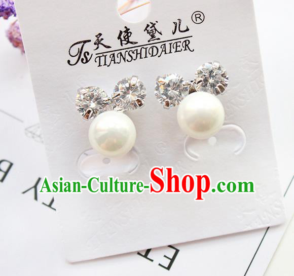 Top Grade Handmade Wedding Bride Accessories Earrings, Traditional Princess Wedding Pearl Crystal Eardrop for Women