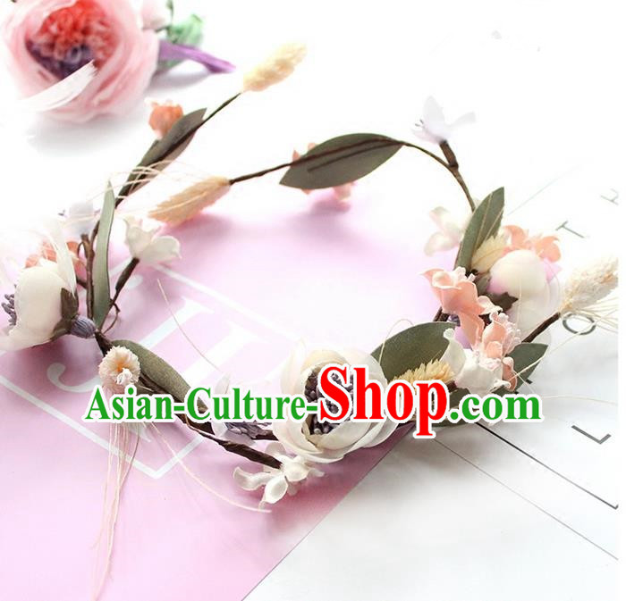 Top Grade Handmade Wedding Bride Hair Accessories Flower Headwear Garland, Traditional Princess Baroque Hair Clasp for Women