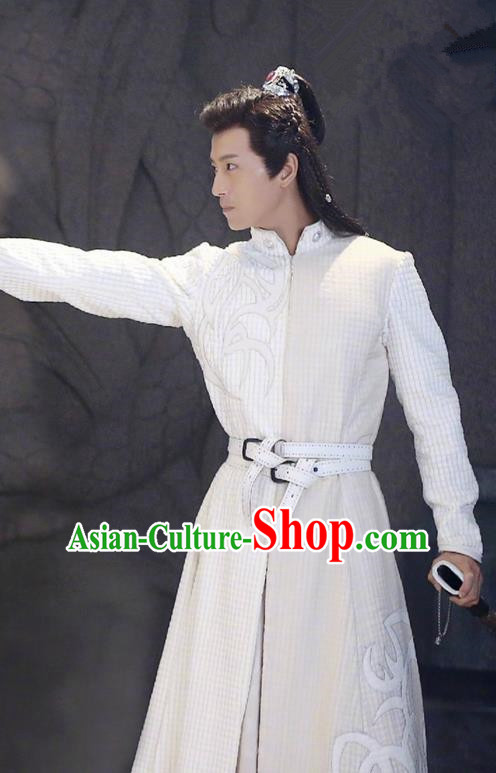 Traditional Chinese Ancient Tang Dynasty Swordsman Costumes and Handmade Headpiece Complete Set, Fighter of the Destiny Prince Hanfu Clothing for Men