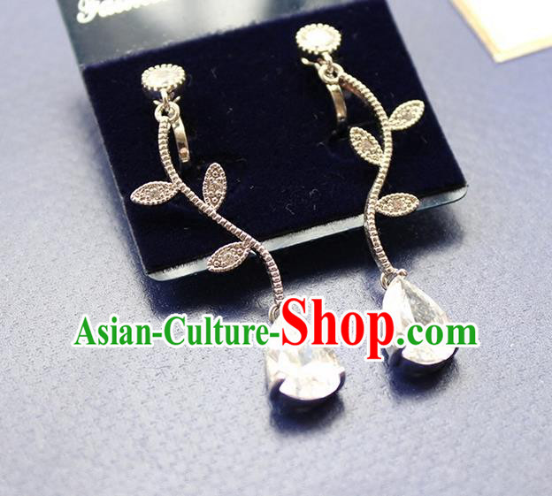 Top Grade Handmade China Wedding Bride Accessories Zircon Earrings, Traditional Princess Wedding Crystal Eardrop Jewelry for Women