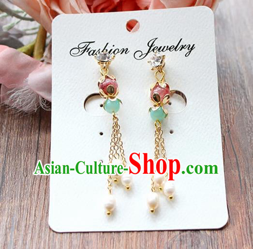 Top Grade Handmade China Wedding Bride Accessories Earrings, Traditional Princess Wedding Xiuhe Suit Tassel Eardrop Jewelry for Women