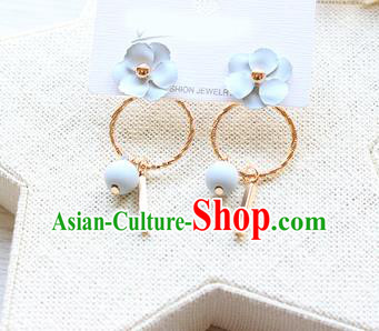Top Grade Handmade China Wedding Bride Accessories Pearl Earrings, Traditional Princess Wedding Blue Bowknot Eardrop Jewelry for Women