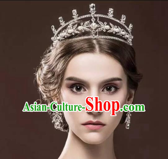 Top Grade Handmade Wedding Hair Accessories Bride Vintage Crystal Crown, Traditional Baroque Princess Royal Crown Wedding Headwear for Women