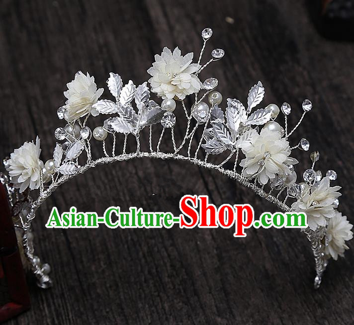 Top Grade Handmade Wedding Hair Accessories Bride Princess Flowers Hair Clasp, Traditional Baroque Queen Retro Royal Crown Wedding Headwear for Women