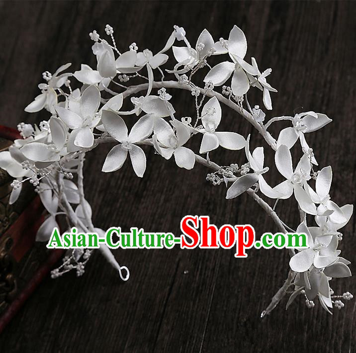 Top Grade Handmade Wedding Dragonfly Hair Accessories Bride Flowers Hair Clasp, Traditional Baroque Princess Crown Headband Headpiece for Women