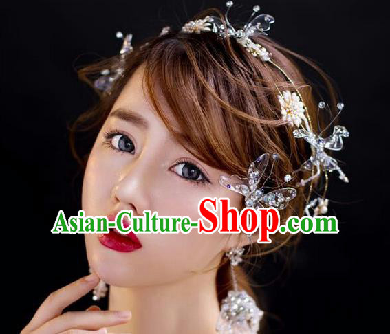 Top Grade Handmade Wedding Hair Accessories Bride Crystal Headband Butterfly Hair Clasp, Traditional Baroque Princess Headdress for Women