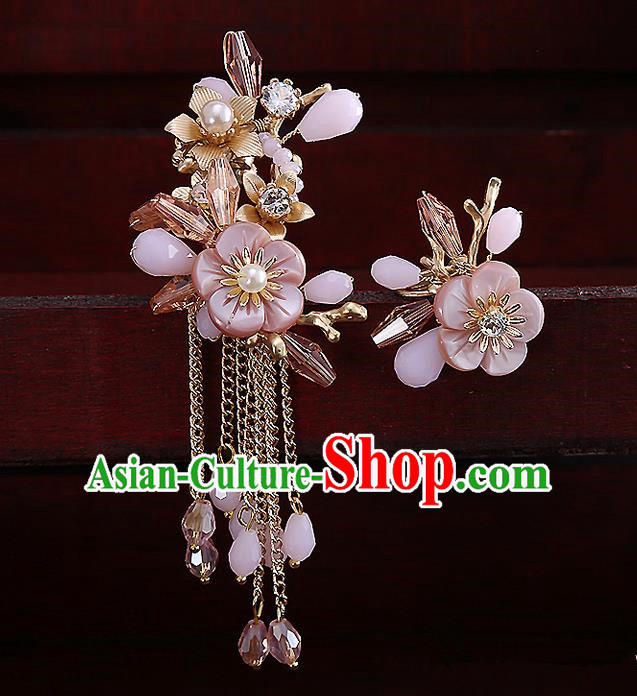 Top Grade Handmade China Wedding Bride Accessories Pink Earrings, Traditional Princess Diamante Wedding Eardrop Jewelry for Women