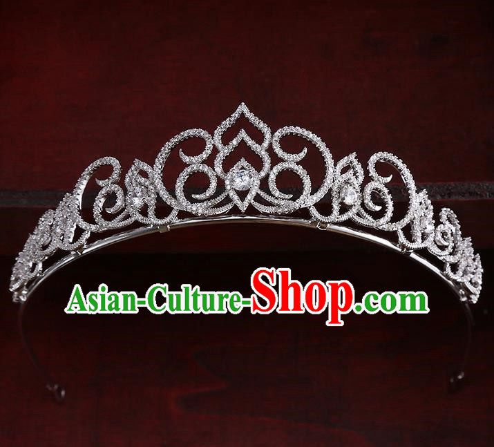 Top Grade Handmade Wedding Hair Accessories Bride Princess Zircon Imperial Crown, Traditional Baroque Crystal Royal Crown Wedding Headwear for Women