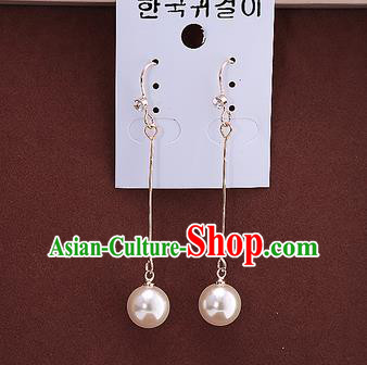 Top Grade Handmade China Wedding Bride Accessories Long Tassel Earrings, Traditional Princess Wedding Pearl Eardrop Jewelry for Women