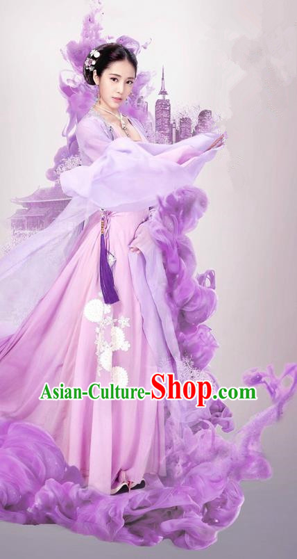 Traditional Ancient Chinese Noble Lady Costume and Headpiece Complete Set, Chinese Ming Dynasty Imperial Princess Embroidered Clothing for Women