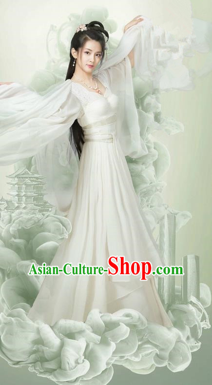 Traditional Ancient Chinese Young Lady Fairy Costume and Headpiece Complete Set, Chinese Ming Dynasty Swordswoman Princess Dress Clothing