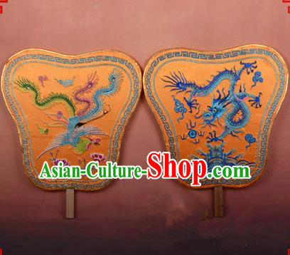 Traditional Chinese Ancient Peking Opera Accessories Dragon and Phoenix Fan, Traditional Chinese Beijing Opera Young Men Fans