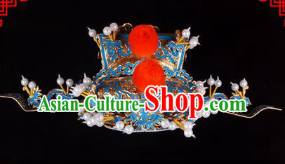 Traditional Chinese Ancient Peking Opera Accessories Prime Minister Hat, Traditional Chinese Beijing Opera Grand Councilor Headwear Helmet Crown