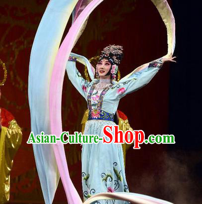 Traditional Chinese Beijing Opera Shaoxing Opera Young Female Water Sleeve Clothing, China Peking Opera Diva Role Hua Tan Costume Embroidered Opera Costumes