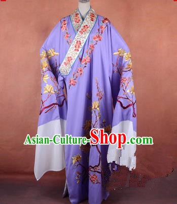 Traditional Chinese Beijing Opera Niche Purple Dress Clothing, China Peking Opera Gifted Youth Man Costume Embroidered Robe Opera Costumes