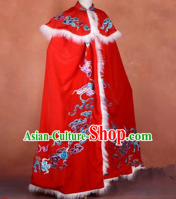 Traditional Chinese Beijing Opera Shaoxing Opera Young Lady Clothing Red Cloak, China Peking Opera Diva Role Hua Tan Costume Embroidered Mantle