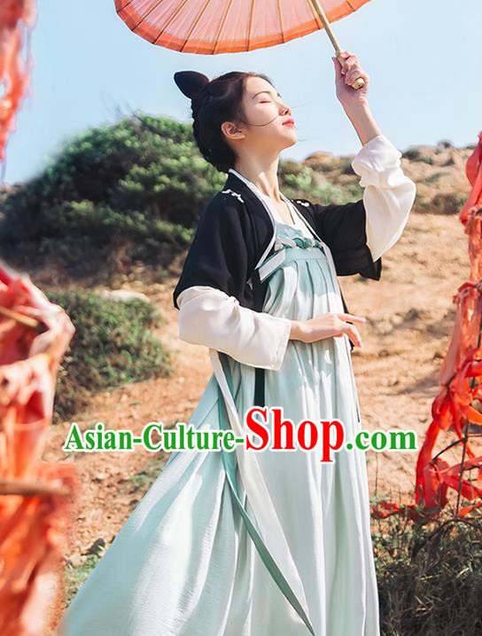 Traditional Chinese Tang Dynasty Palace Lady Costume Complete Set, Elegant Hanfu Clothing Embroidered Cardigan and Dress, Chinese Ancient Princess Clothing for Women