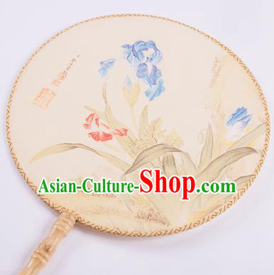 Traditional Chinese Ancient Hanfu Printing Flower Round Fans for Women