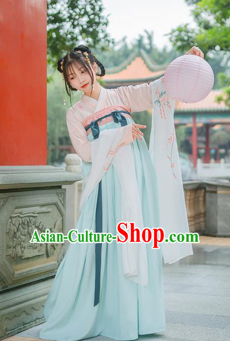 Traditional Chinese Tang Dynasty Palace Lady Costume Complete Set, Elegant Hanfu Clothing Embroidered Dress, Chinese Ancient Princess Clothing for Women