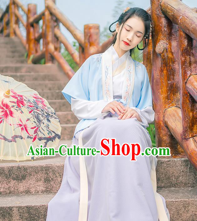 Traditional Chinese Tang Dynasty Imperial Princess Costume, Elegant Hanfu Clothing Blouse and Skirts Suspenders Complete Set, Chinese Ancient Young Lady Dress for Women
