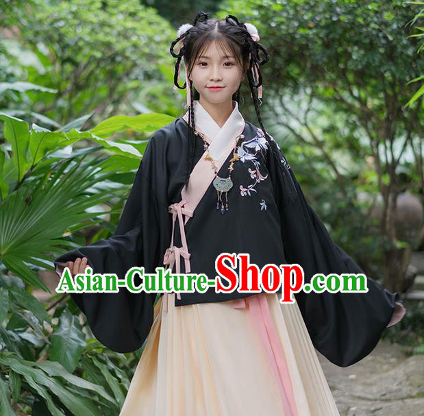 Traditional Chinese Han Dynasty Young Lady Costume, Elegant Hanfu Clothing Embroidered Blouse, Chinese Ancient Princess Clothing for Women
