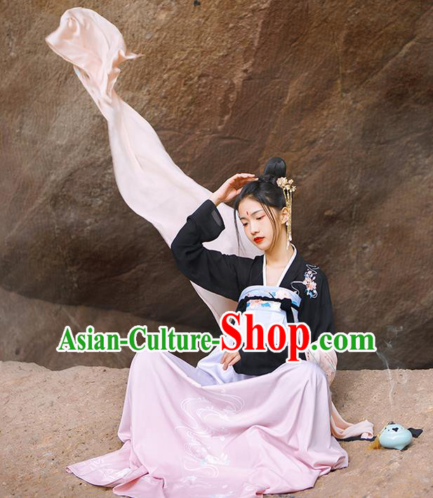 Traditional Chinese Tang Dynasty Palace Princess Costume, Elegant Hanfu Clothing Embroidered Crane Dress, Chinese Ancient Princess Clothing for Women