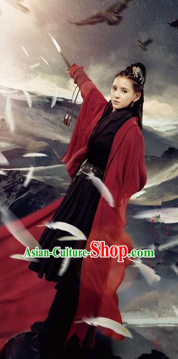 Traditional Chinese Song Dynasty Female Hero Costume, Chinese Ancient Hanfu Jiang Hu Swordsman Clothing for Women