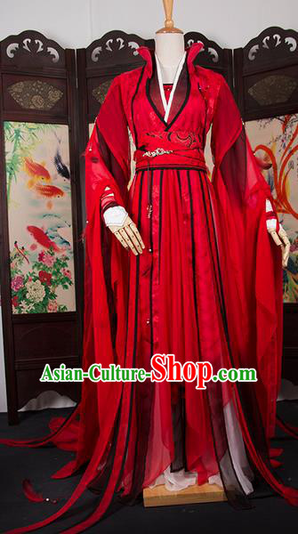 Traditional Chinese Han Dynasty Swordswoman Costume, Elegant Hanfu Cosplay Clothing Ancient Chinese Chivalrous Woman Dress