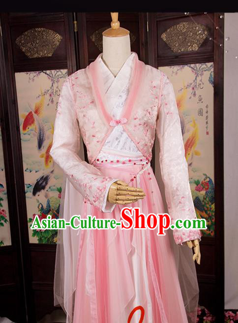 Traditional Chinese Song Dynasty Swordswoman Costume, Elegant Hanfu Cosplay Peri Clothing Ancient Chinese Princess Dance Dress for Women
